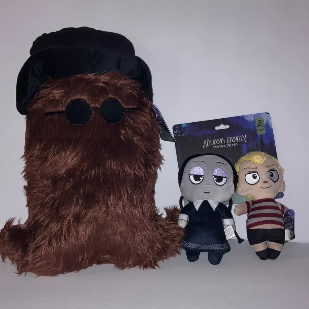 Halloween Dog Toys: Cousin Itt, Wednesday, Pugsley that‎ Squeak and Crinkle